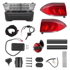 【fathersdaygift】VEVOR Golf Cart Light Kit, 12V, Street Legal LED Headlight and Taillight Kit with Wiring Harness, Turn Signals, Hazard Light, Switch Horn, Brake Pad, ABS Housing, for Club Car Precedent 2004-2008