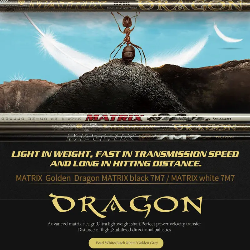 GOLF Dragon Series Driver Shaft, Black/White/Gold Color Options, Advanced Matrix Design for Enhanced Distance of Flight