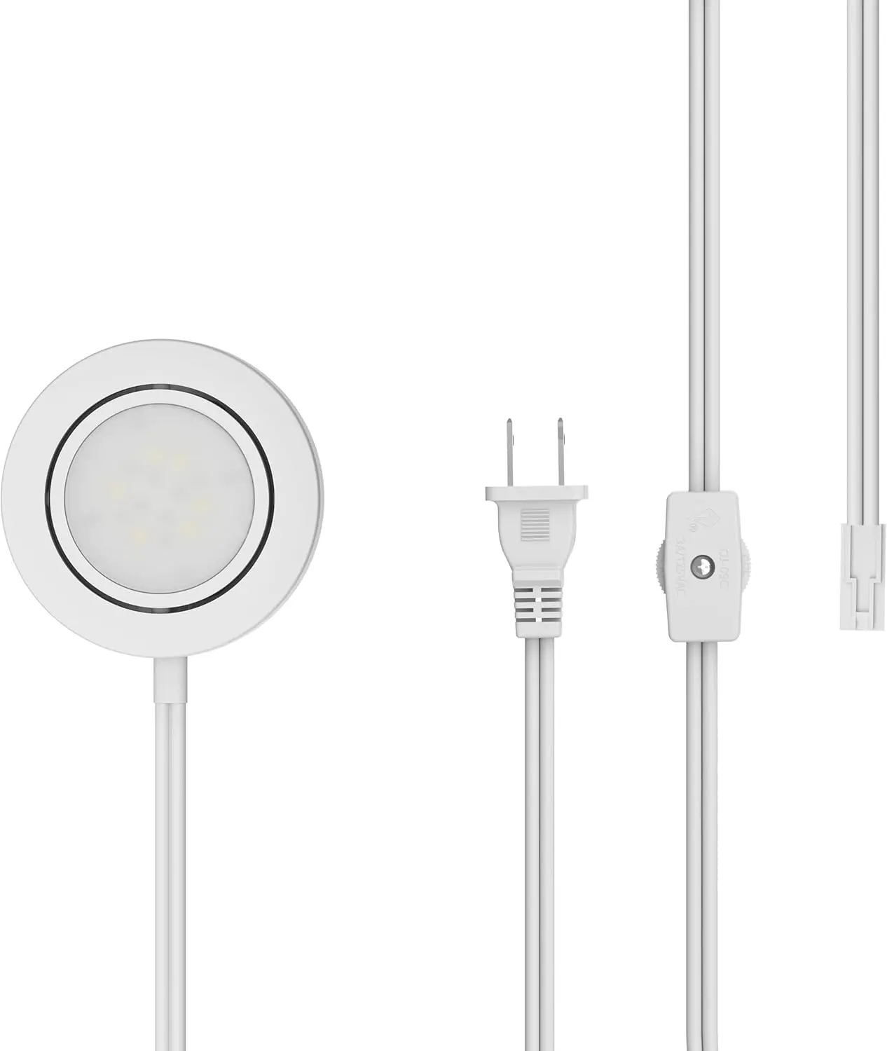 Getinlight LED Puck Lights, 2.75" Metal Housing, Wall-Dimmer Compatible, 2700K Warm White, White Finish, Plug-in or Hardwired, ETL Listed, IN-0107-1S, 2.75 In, Plug Or Wire
