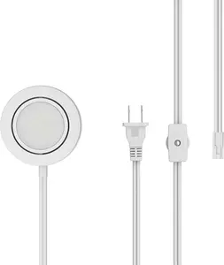Getinlight LED Puck Lights, 2.75" Metal Housing, Wall-Dimmer Compatible, 2700K Warm White, White Finish, Plug-in or Hardwired, ETL Listed, IN-0107-1S