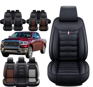 Leather Car Seat Covers Custom Fit Dodge Ram 2009-2024 1500 2500 3500 Pickup Cab Front & Rear 5 Seats full Set Protector