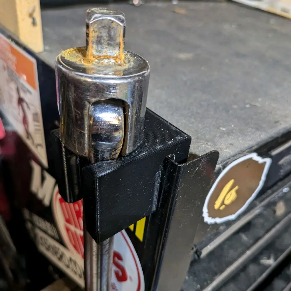 Breaker Bar Holder Single Sits on Tool Box Lip 3D Printed Durable Storage Solution