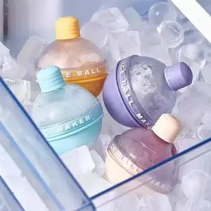 4-Piece Round Ice Mold Set, Whiskey Ball Silicone Ice Tray, Ice Ball Trays, Easy-To-Use Ice Cube Maker, Perfect for Parties & Home Use, Home Bar Accessories