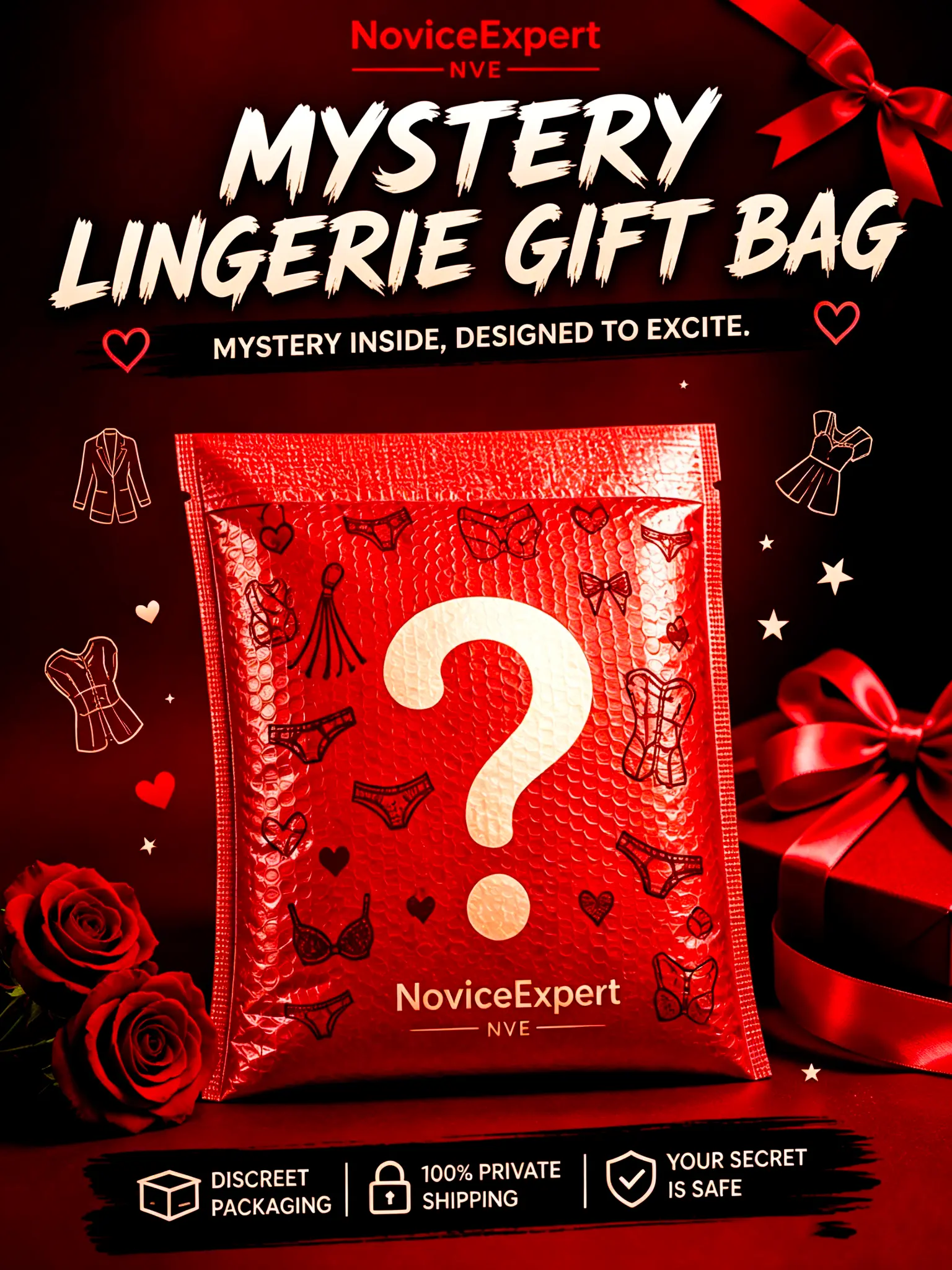 Women's Lingerie Mystery Box, Sexy Lace Surprise Gift Set for Women, Random Styles with Discreet Shipping
