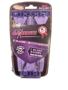 Maxismooth 5 Blade Razors for Ladies – 6 Pcs Disposable Shaving Razors, Smooth Touch Hair Removal