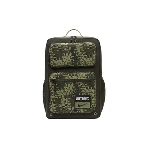 Nike Utility Speed Series Polyester Backpack with Zipper and Print for Sports Training, Unisex and Couple Style in Green
