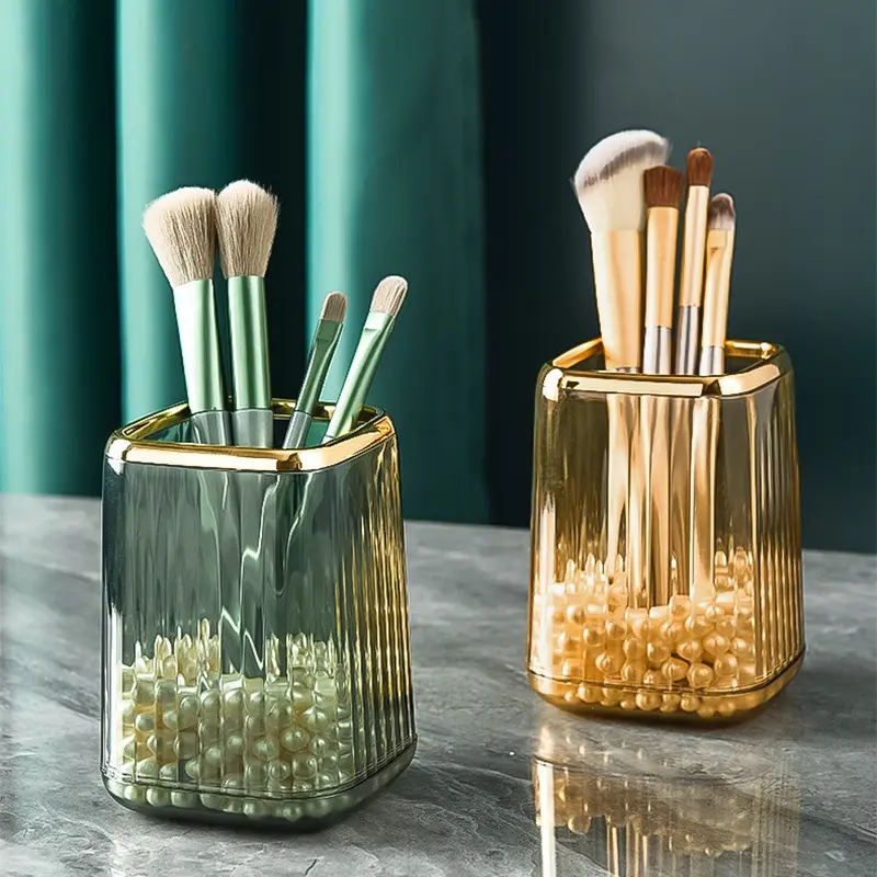 1pc Acrylic Makeup brushes Holder, makeup organizer, ,Large Capacity Transparent Desk Organizer , Cosmetic  box,Multi-Functional  for  Supplies, Markers, and Stationery,  Supplies And Accessories