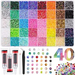 40000Pcs 40 Colors Jelly Rhinestones with Kit Tools for Bedazzling  Multicolor Resin Flatback Gems for Diamond Art Bedazzler Kit, for Crafting Book Shoes Nail Art