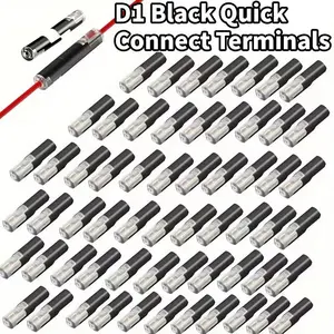 Black Quick-Connect Terminals with 1-Hole Design - Heavy-Duty Copper Connectors for Electrical/Electronic Applications, Easy-Install & Reliable Performance, Electrical Outlets, Quickconnect Technology, Reliable Connectors, Durable Reliable Connectors