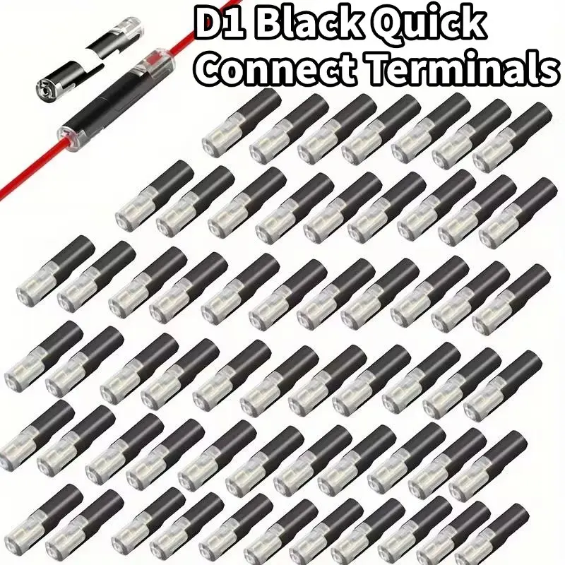 Black Quick-Connect Terminals with 1-Hole Design - Heavy-Duty Copper Connectors for Electrical/Electronic Applications, Easy-Install & Reliable Performance, Electrical Outlets, Plug in connectors, Durable Reliable Connectors