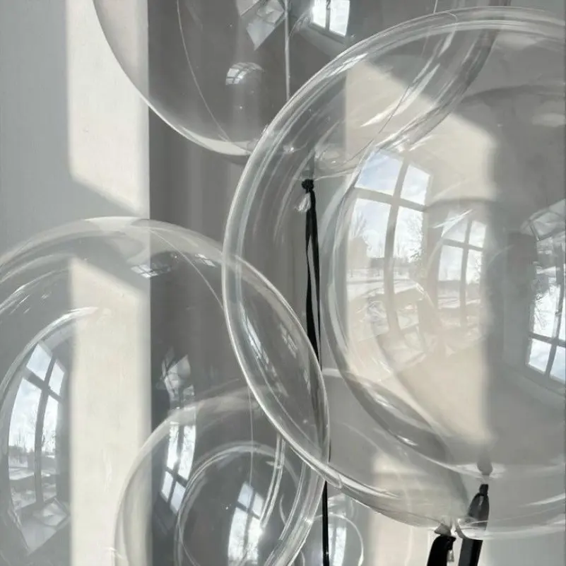 12 Transparent PVC Bobo Balloons, Balloon Set, Balloon Party Supplies, 12/20/24 Inch Round, Reusable, Perfect for Theme Parties, Romantic Birthdays, Weddings, Christmas Celebrations, Balloon Decorations Kit