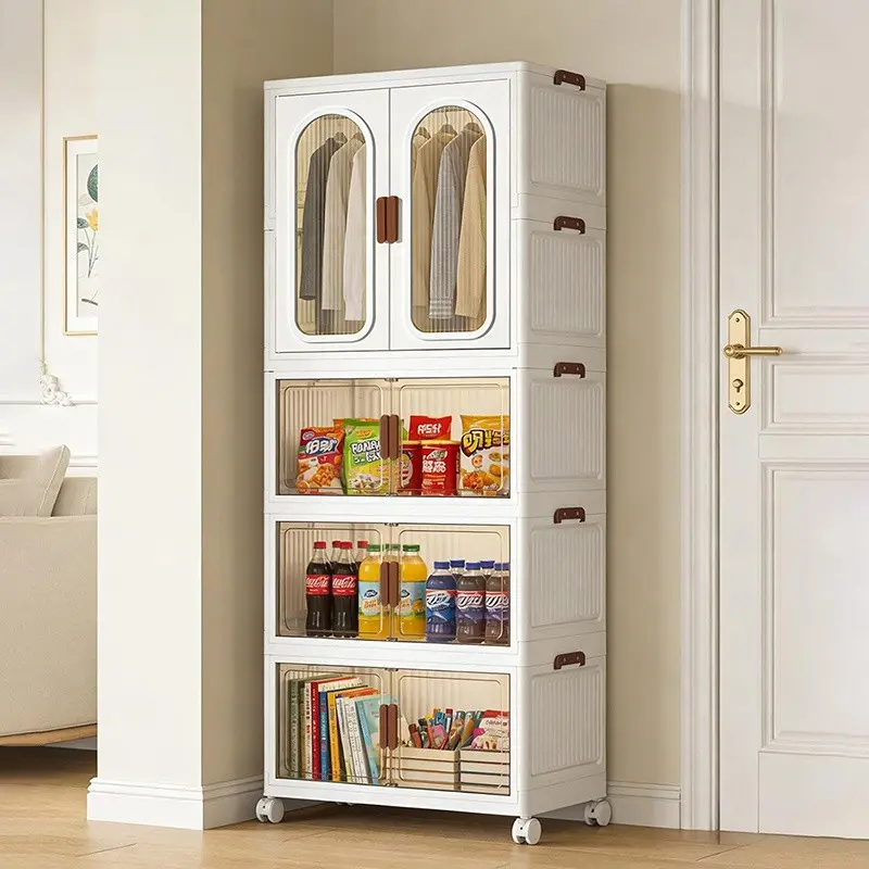 Foldable Storage Containers, Multi-functional Storage Cabinets and Multi-functional Closet Organizers. A Foldable Simple Wardrobe Closet, Dressing Room and Laundry Area (Double Door Arched Transparent Window Design), Portable Closets