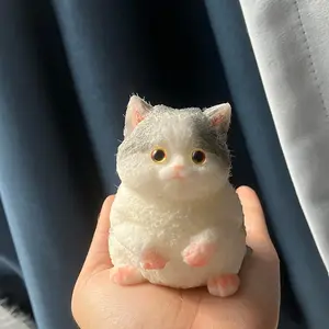 Cute Big Kitty Cat Taba Silicone Fuzzy Super Big Cat Kitten Handmade Squeeze Toy Mochi Toy Hand Relax Stress Release Gift