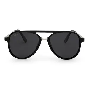DAX Eyewear Earhart Sunglasses in Black - Classic Aviator Design with Hair-Friendly Nose Pieces & Tangle-Free Frames