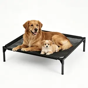 Cooling Elevated Dog Bed - Breathable Mesh & Oxford Fabric, Waterproof, Heavy-Duty Raised Pet Cot for Summer