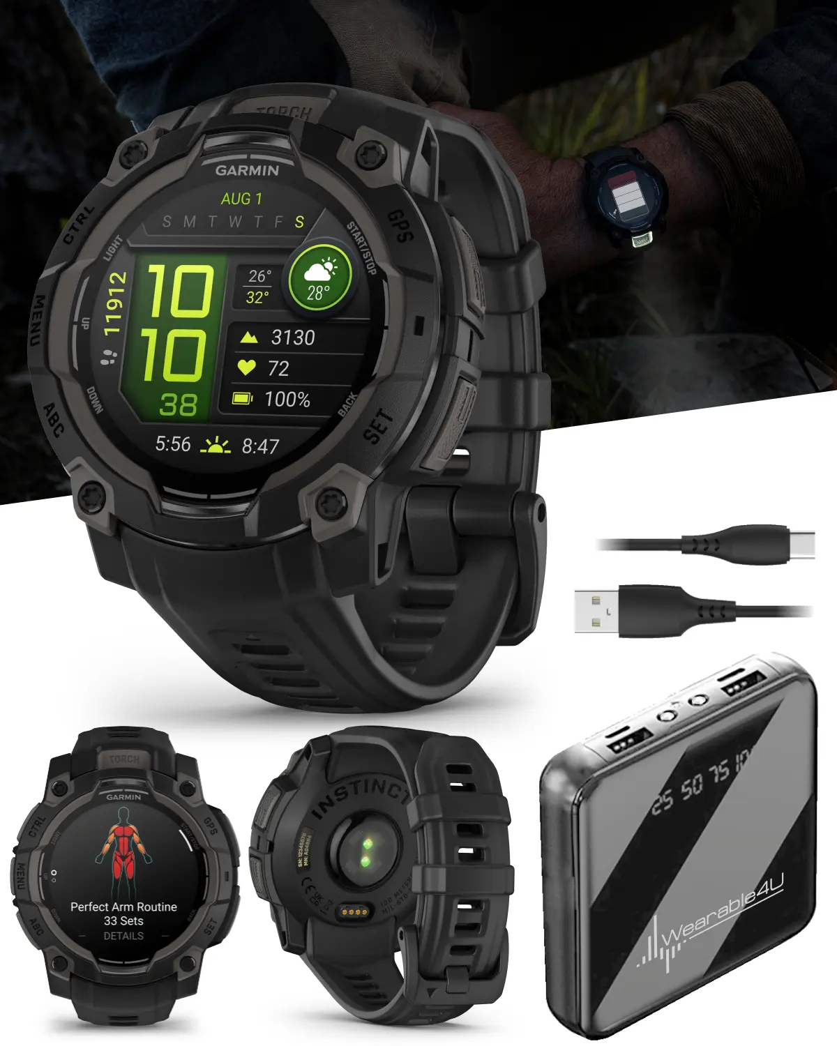 Garmin Instinct 3 Rugged Outdoor GPS Smartwatch, Wearable4U Garmin Instinct 3 Rugged Outdoor GPS Smartwatch, Wearable4U