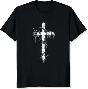 100% Cotton Jesus Cross Shirt for Men Christian T Shirts for Men Christian Gifts Faith Graphic Tee