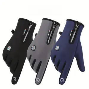 Men's and Women's Winter Bike Gloves - Windproof, Warm Touchscreen Gloves with Zipper Closure, Suitable for Skiing, Cycling, and Outdoor Sports - Perfect for Halloween, Christmas, Valentine's Day, Thanksgiving, Winter Sports Gear |       Zipper Gl