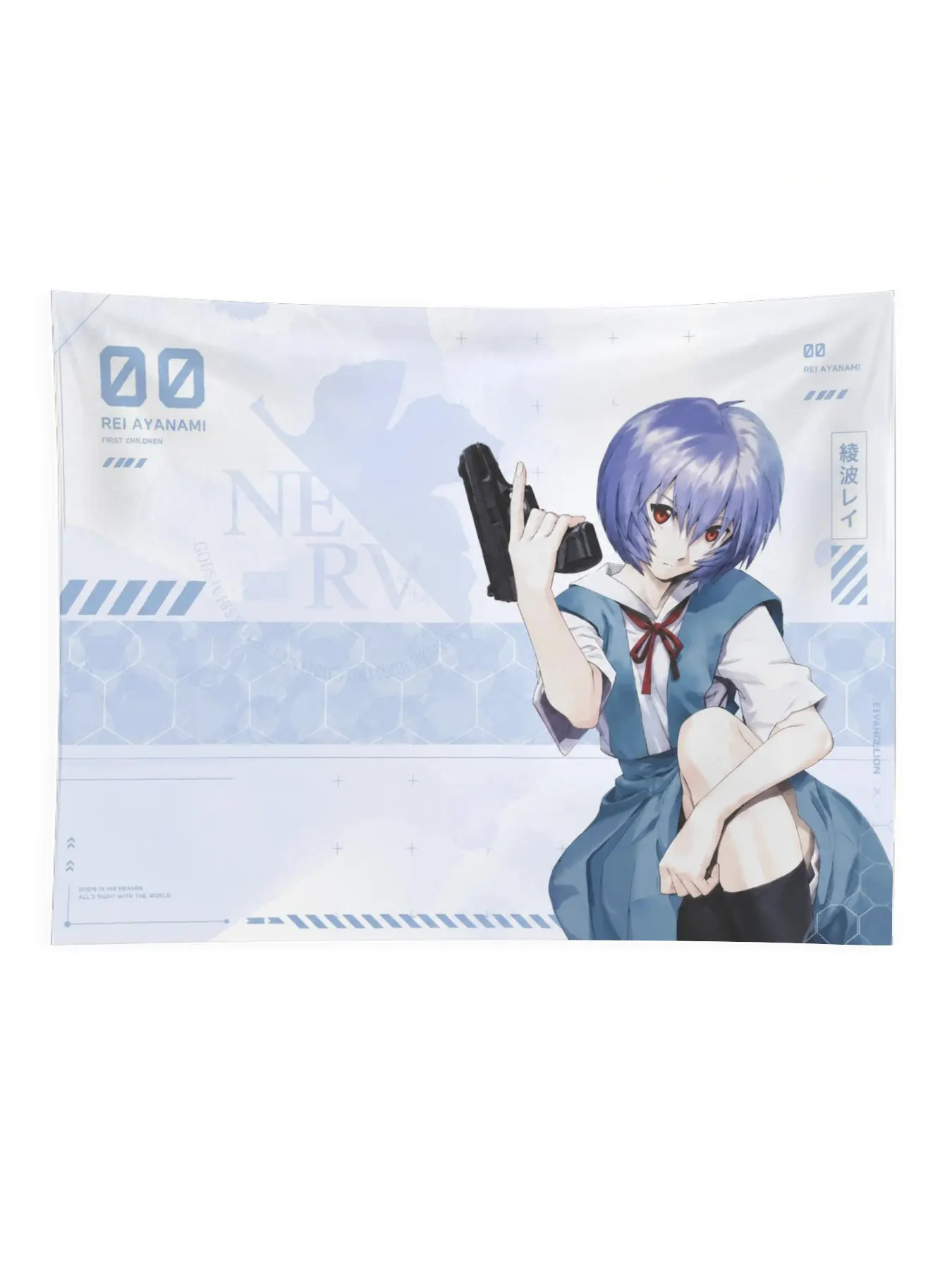 Rei Ayanami Evangelion Anime Tapestry Flag - Lightweight Japanese Art Hanging, Bedroom Decor, Home Decoration, Anime Wall Art Gift, Anime Print, Polyester