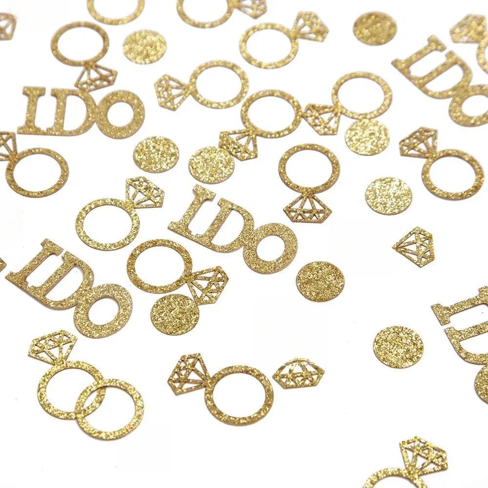 Shiny Glitter Gold Circle Diamond Ring Confetti - Wedding & Anniversary Gift, Home Festive Party Table Scatter Decor for Bridal Events