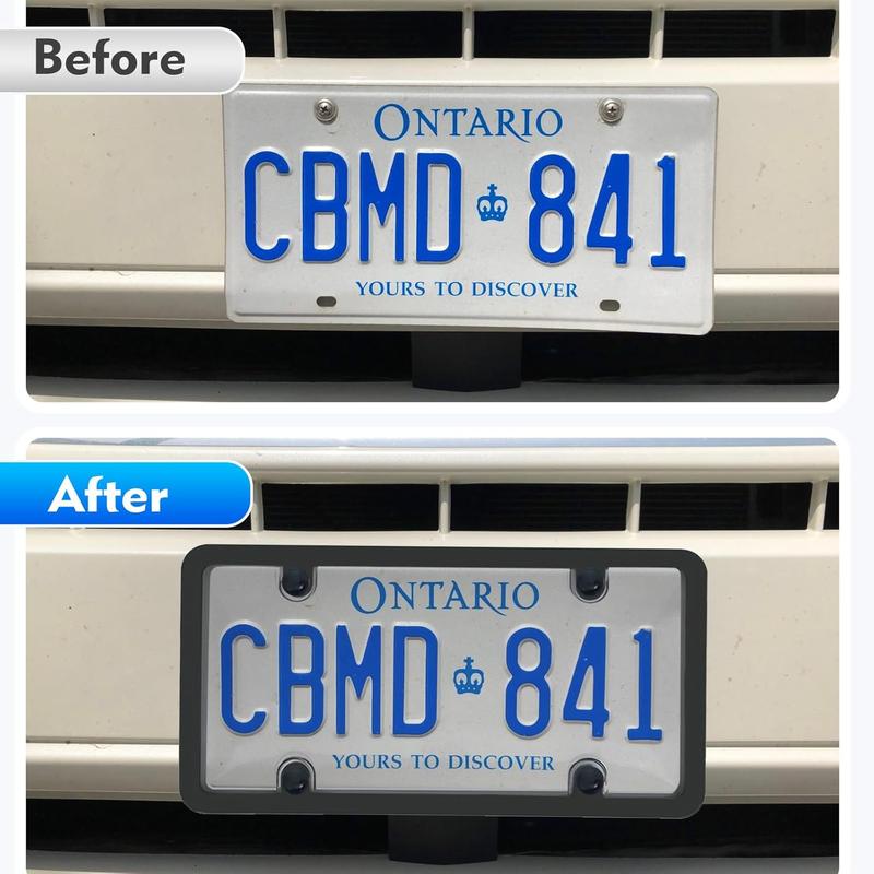 2 Pack Car License Plate Covers & Frame Combo, Front/Rear Car License Plates Shields Holder with Screw Caps for US Standard Cars