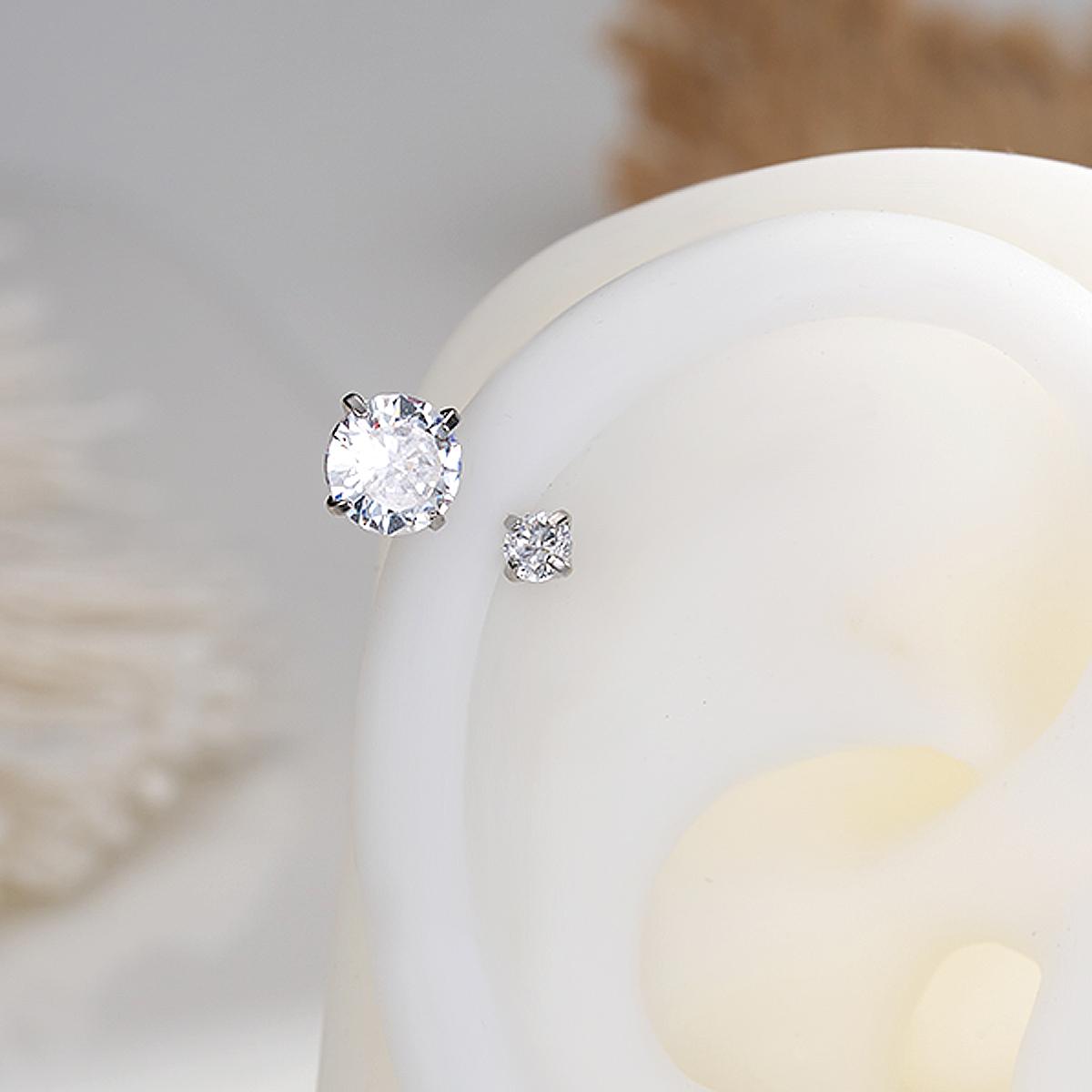 Oufer 16G Horseshoe Internally Threadless AAA+ Garde CZ Revisable Nostril Nose Cartilage Helix Lobe Piercing Ring Inner Diameter 7mm 8mm 9mm