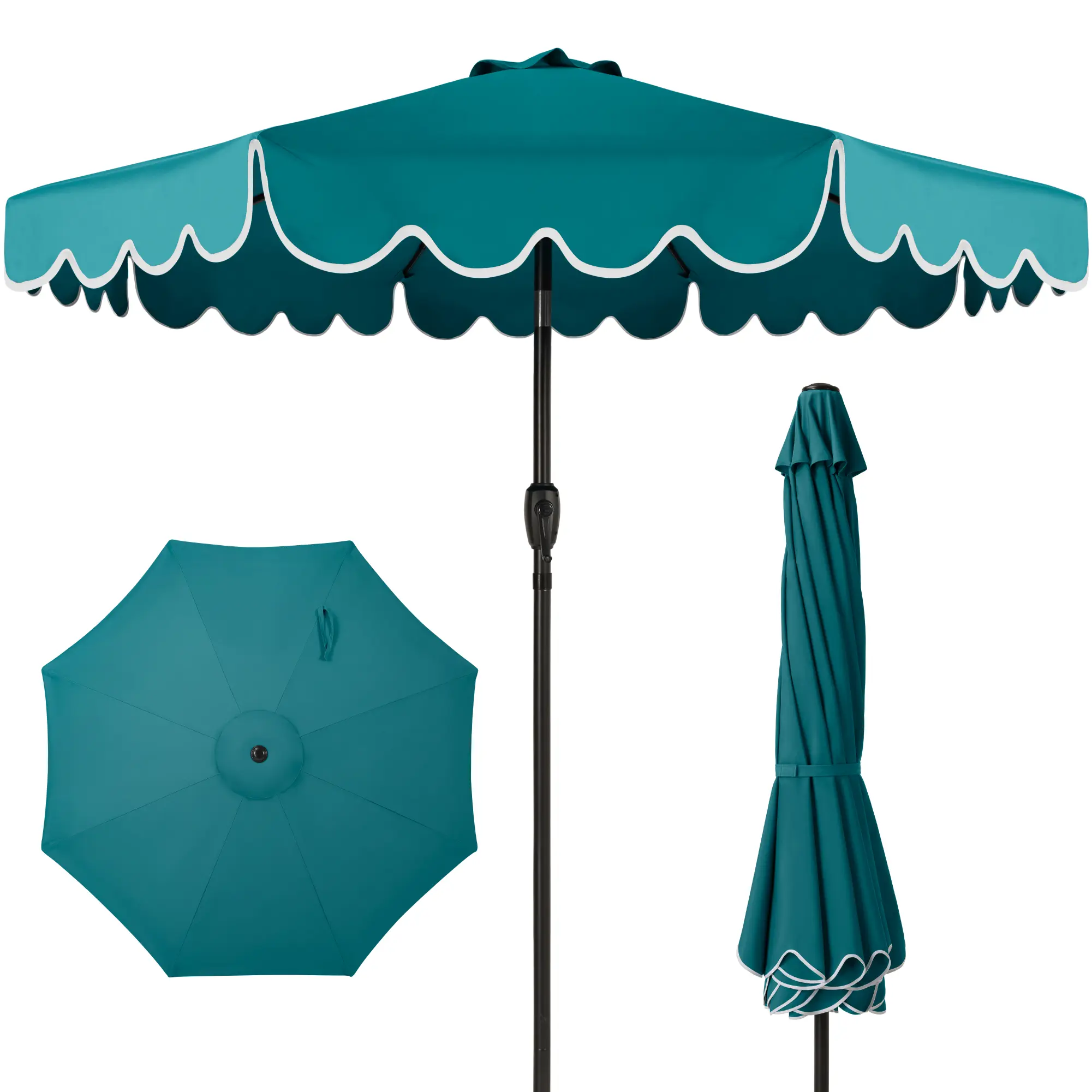 Best Choice Products 9ft Patio Market Umbrella with Scallop Trim, Fade-Resistant, Crank & Tilt, Wind Vent