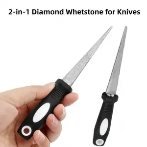 2 in 1 Diamond Whetstone Electroplated Diamond Sharpener for Garden Tools Flat Curved Surfaces Flat File Non - slip Handle Easy Use Sharpening Rod