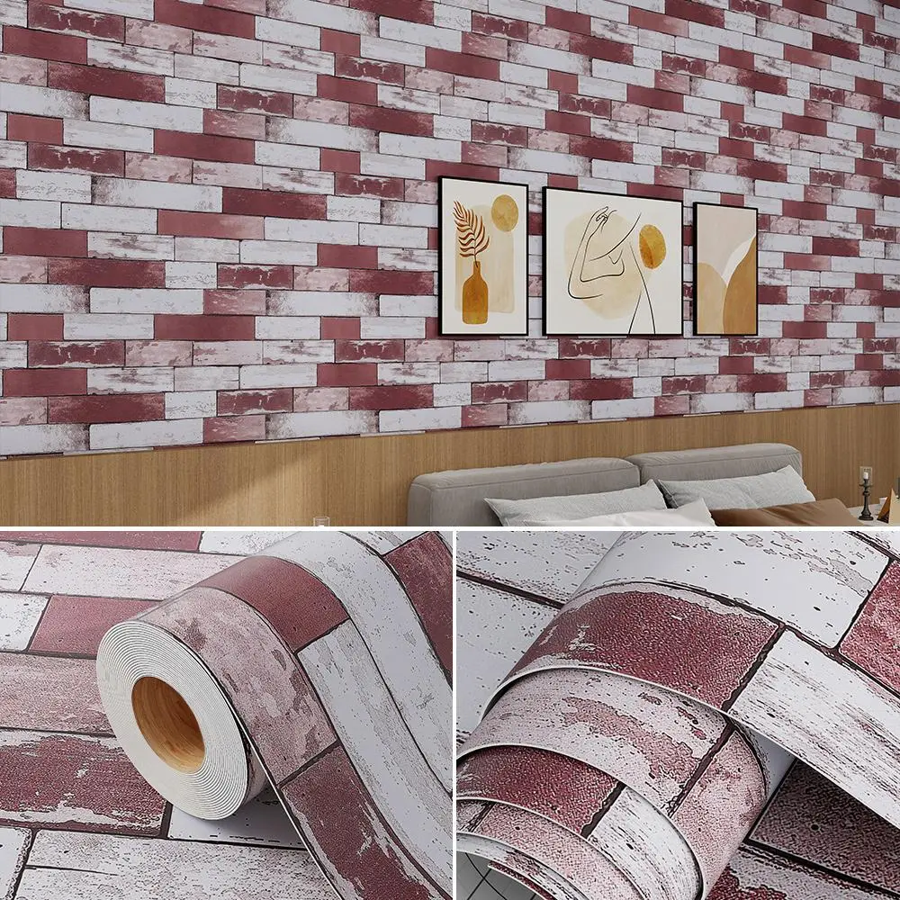 Waterproof Vinyl Brick Wallpaper Peel & Stick - Brown Stone Texture, Removable for Kitchen Marble Backsplash & Furniture Decal, Easy DIY Home Decor Upgrade for DIY Users, Room Decor