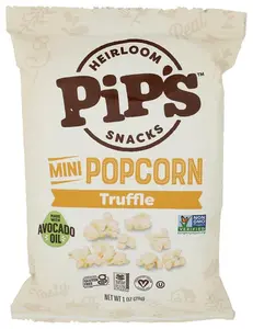 Pips Heirloom Mini Popcorn Truffle 1oz - Gourmet Snack with Real Black Truffle Flavor & Heirloom Kernels Non-GMO Gluten-Free - Savory