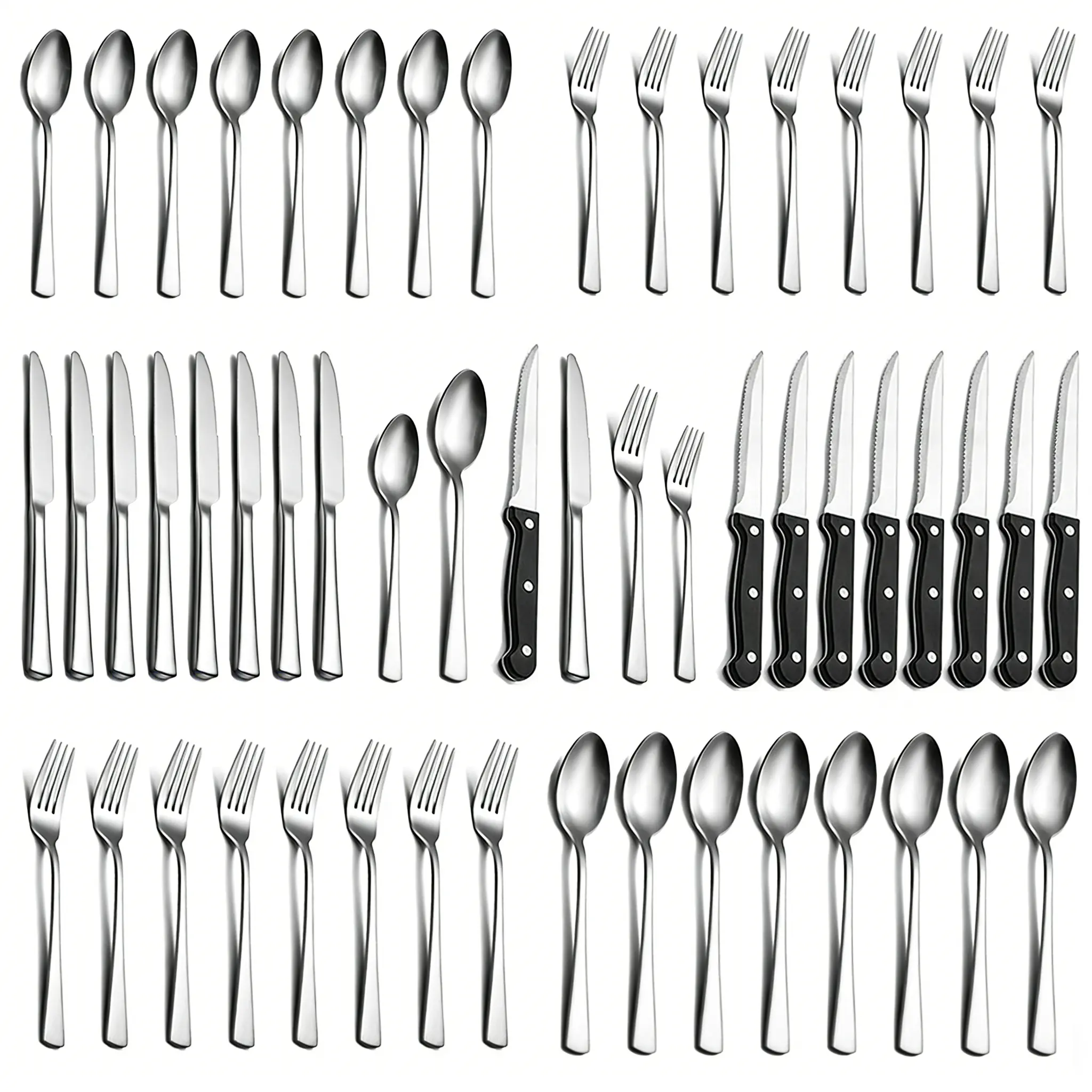 48-Piece Stainless Steel Cutlery Set Corrosion-Resistant Dishwasher-Safe for Home Weddings