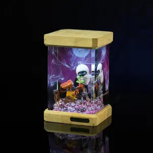Cute Wa.ll E and Ev.e Robot Resin Diorama, Pure Love Handcrafted Ornament, Animated Movie Figurine, Aesthetic Kids Gamer Desk Decor Gift