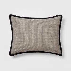 King Micro Waffle Coverlet Sham Black - Threshold: Cotton Dobby Weave, Zipper Closure, OEKO-TEX Certified