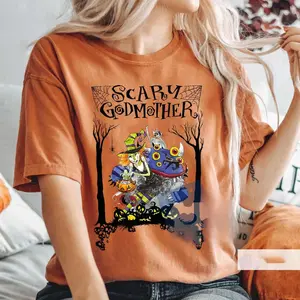 [Sale up to 30%] Comfort Colors Scary Godmother Halloween Shirt – Retro Movie Horror Tee, Vintage-Inspired Halloween T-Shirt for Fans