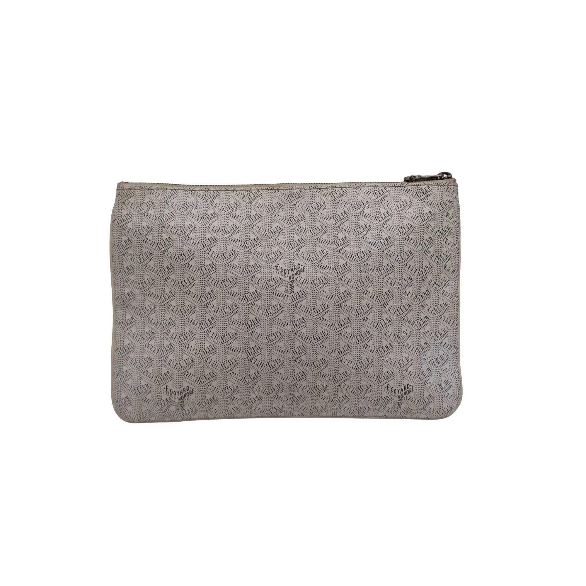 Pre-owned Goyard canvas Clutches & Wristlets Goyardine Coated Senat MM Zip Pouch (28399)