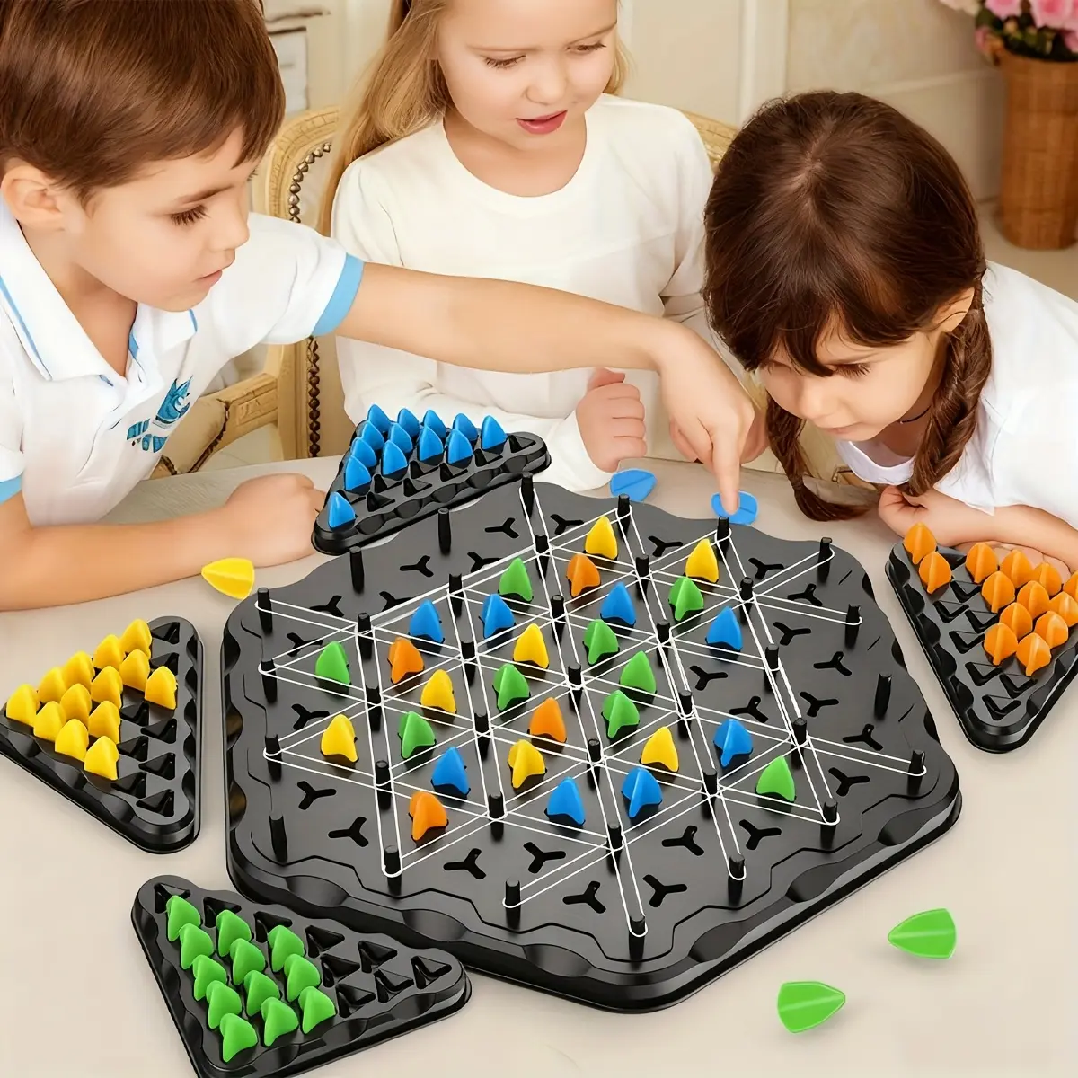 1 Set Chain Triangle Chess Strategy Board Game - Multiplayer Competitive & Cooperative Strategy Game with Color-Coded Pieces, Family Party Game Night, & Team Building for s &, Gift for Friends, Colleagues (Tournament