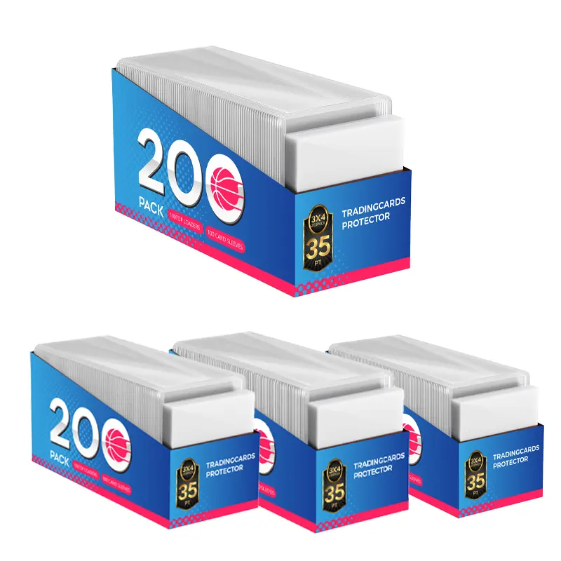 Clear Toploader Card Sleeve Set – Fits 3" x 4" Trading Cards, Baseball Card Protectors, Football Cards, Hard Plastic Material – Suitable for Baseball, Basketball, Football, Star/Idol Cards