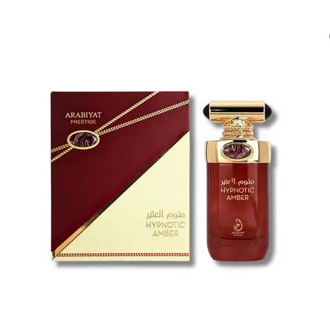 Arabiyat Hypnotic Amber Unisex Arabian Fragrance Spray - Arabiyat Prestige 3.4 fl oz Alcohol-Base Eau de Parfum, Luxurious Ambery Woody Liquid with Warm Spicy, Citrus Lift, Powdery Rose & Oud Glow, Fresh Vanilla Musk Notes for Adults