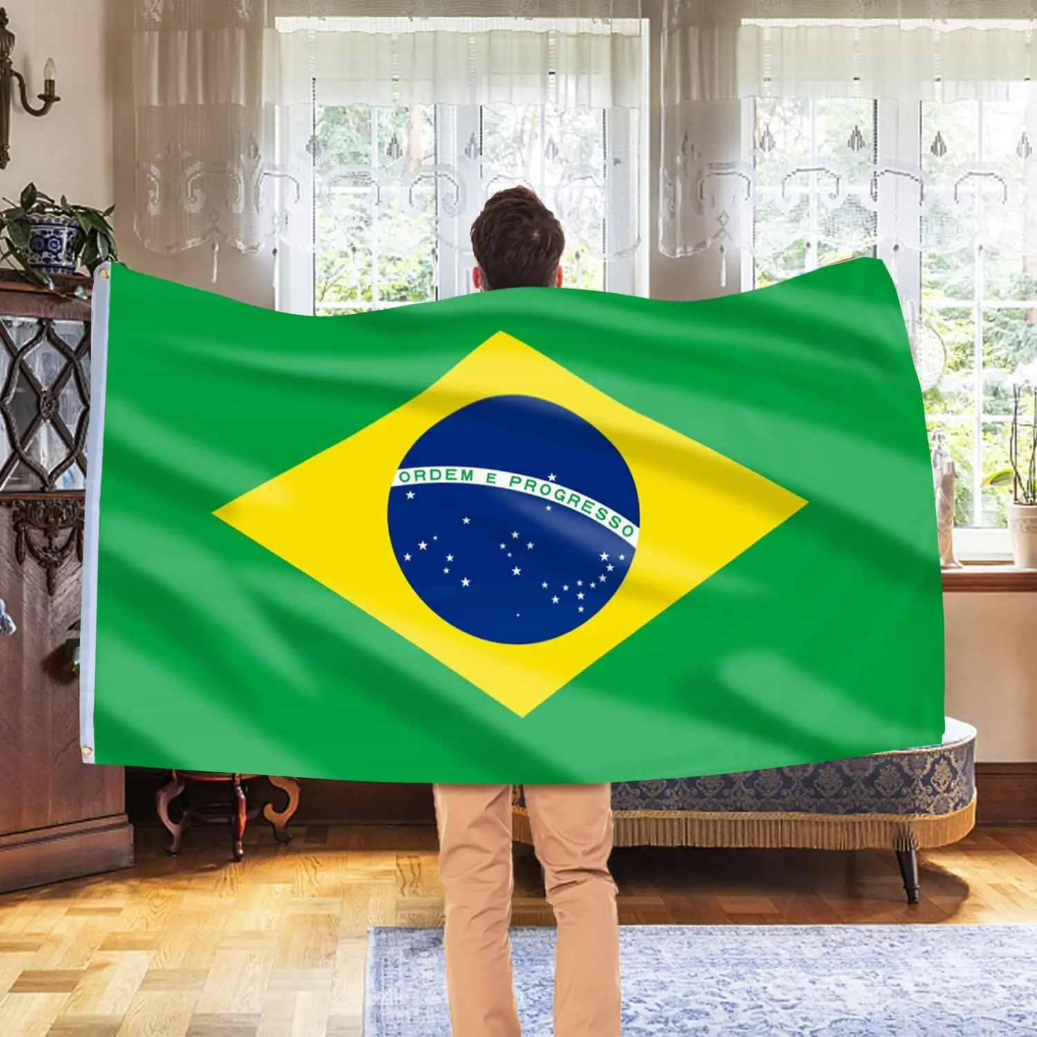 Brazil Flag 3x5 Ft, Large Brazilian Flags for Outside - Double Side with Brass Eyelets for Olympic Party Decorations, Soccer Party Decoration Bar Garden Street Decoration Indoor Outdoor