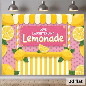 2D flat banner , Lemonade Stand, for Events, Wedding, Party, Coming-of-age, Ceremony, Four Season, Entryway, Room Decor, Indoor/Outdoor Celebrations, Perfect Gift forParty Planners Polyester Banner, 2D Flat