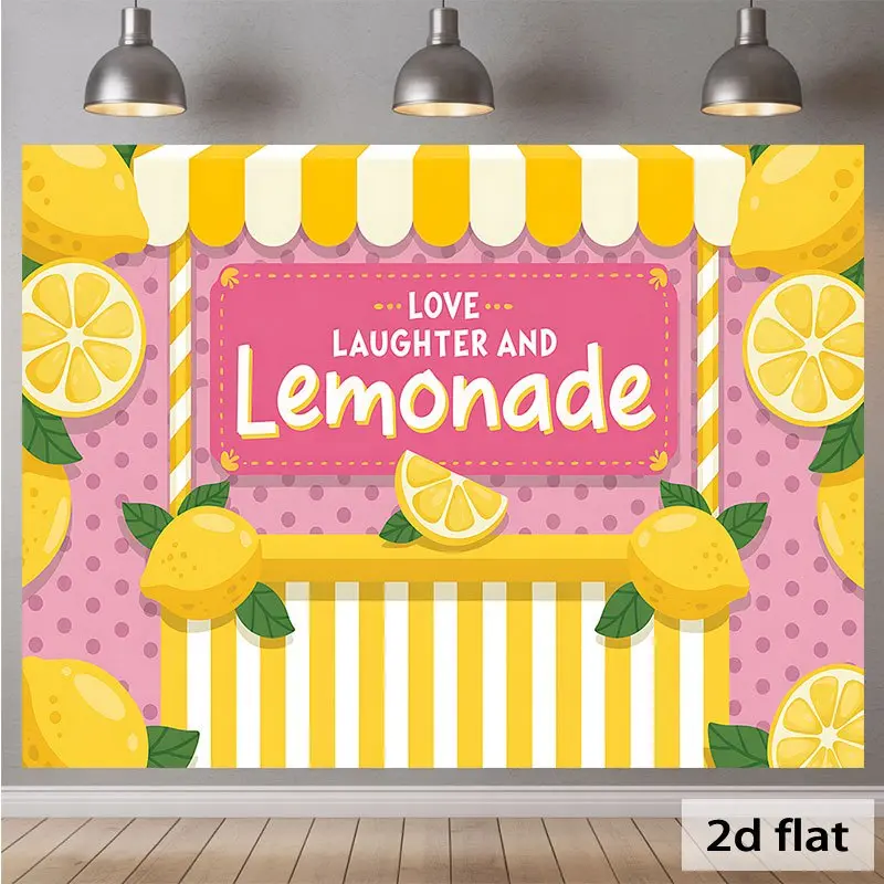 Polyester 2D Flat Print Lemonade Stand Banner - Lightweight Playful Home Decor Tapestry, Photo Backdrop for Events, Indoor-Outdoor Use, Perfect Gift for Party Planners (White)