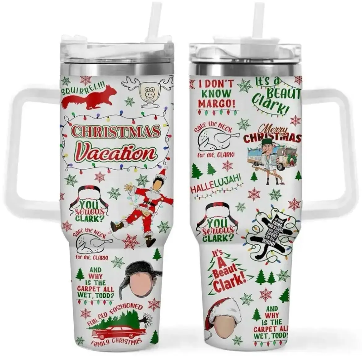 Title: Christmas Vacation Tumbler 40oz with Handle, Funny Holiday Quotes Tumbler, Perfect Christmas Gift for Movie Lovers holiday  tumbler