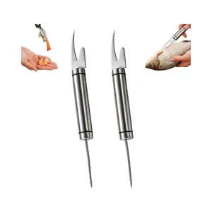 2 Pcs 5 in 1 Multifunctional Shrimp Deveining Tool, Sturdy Stainless Steel Shrimp Thread Knife and Fish Maw Knife, Efficient Peeler Suitable for Home Cooks and Seafood Lovers