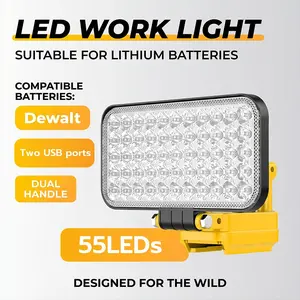 LED Spot Light, Cordless LED Lamp, 8 Inch, Fits 20max Battery, Dual USB Charging, Camping, Car Repair, Emergency, Outdoor Fishing