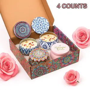 Scented Candle Set, 4 Counts/box Long Lasting Aromatherapy Candle, Home Fragrance for Living Room Bedroom, Gift for Friend / Family, Room Decor, Wax Melt, Bedroom Decor, Household Items, Blue, Rose, Aromatic Home Fragrance & TikTokShopSummerTurnUp