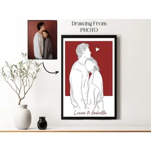 Custom Line Drawing from Photo - Personalized Couple Portrait & Gift for Boyfriend
