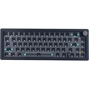 GMK67 Barebones Keyboard Kit,65% RGB Hot-Swap Gasket Mounted Tri-Mode BT/2.4GHz/USB-C 4000mAh  Custom Programmable Mechanical Gaming Keyboard DIY Kit with Knob(Black)