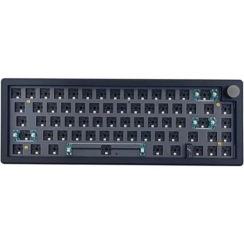 GMK67 Barebones Keyboard Kit,65% RGB Hot-Swap Gasket Mounted Tri-Mode BT/2.4GHz/USB-C 4000mAh  Custom Programmable Mechanical Gaming Keyboard DIY Kit with Knob(Black)