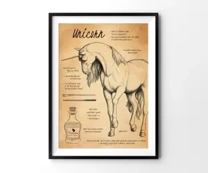 Unicorn Poster, HP Poster, HP Wall Hanging, HP Magic Animal Poster, Potterhead Home Decor, HP Wall Decor, Wizard World Poster 395915