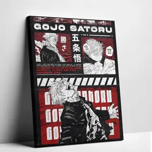 Unframed Canvas Painting Jujutsu Kaisen Gojo Satoru Nah I'd Win Meme Poster Print Honored One Manga Panels Edgy Red Black Room Decor Anime Fans Gift